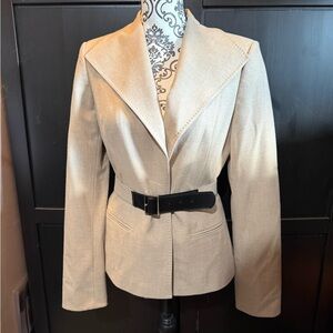Calvin Klein Cream Blazer with Black Belt